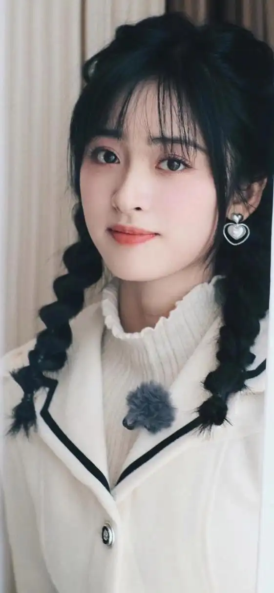 沈月头像写真壁纸图集.俏皮麻花辫甜美可人.