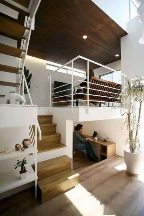 客厅为中心餐厅下沉书房抬高3式错层设计面积凭空多20㎡