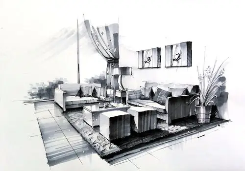 一叶手绘室内设计手绘线稿