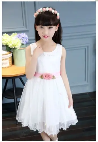 夏装2016新款9岁儿童裙子女童连衣裙中大小孩子公主裙白色纱裙