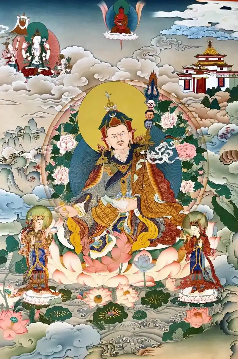 大师之作《莲花生大师》精品唐卡手绘布本.尺寸:10 - 抖音