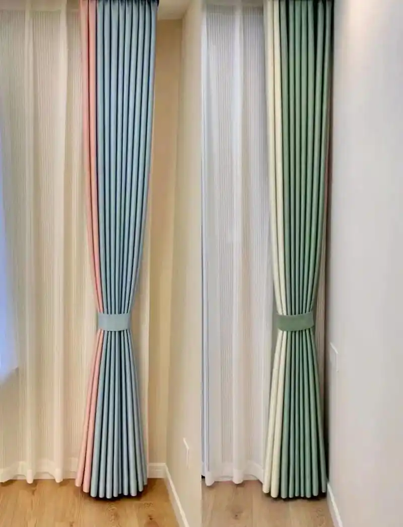 现代轻奢拼色窗帘效果图#软装窗帘#窗帘定制 #宅第窗帘工作室 - 抖音