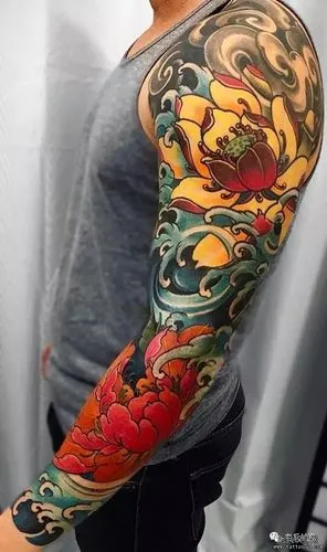 纹身素材第890期牡丹花臂