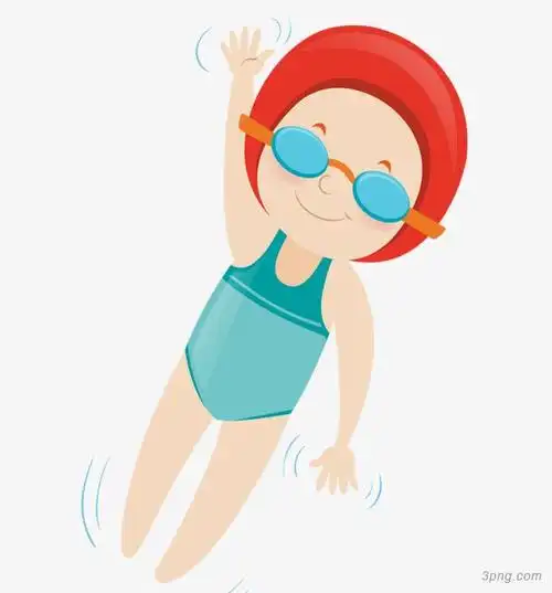 小孩游泳png素材透明免抠图片卡通手绘
