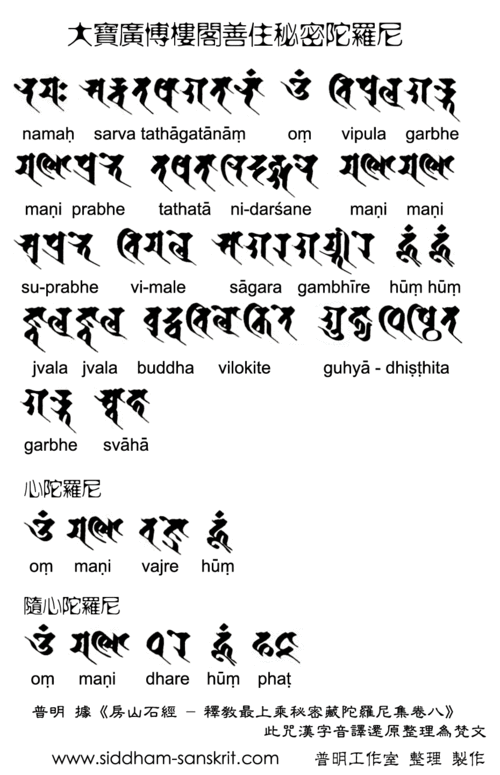 破败魔障   下图是梵文和罗马体: 下图是古文原文发音和梵音对比图