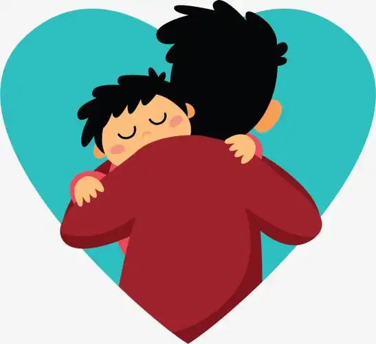 父亲节拥抱孩子的父亲