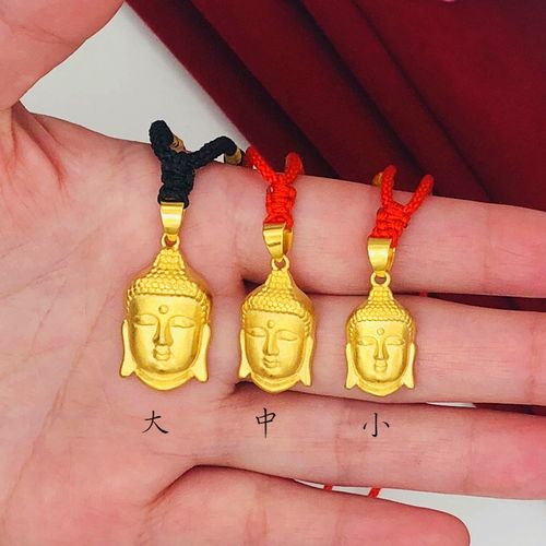 沙金佛头像项链男女硬币铜镀金假黄金弥勒佛观音项坠如来佛祖挂坠