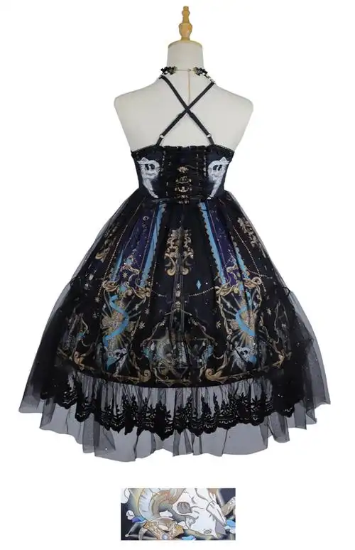 原创lolita神救赎jsk连衣裙型复古哥特风暗黑系洛丽塔裙jsk连衣裙腰封