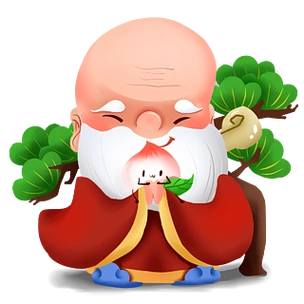 卡通可爱寿星老爷爷抱仙桃