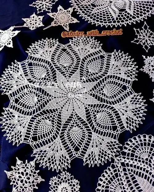 【图解】钩针手工编织 蕾丝餐巾桌布花片图案