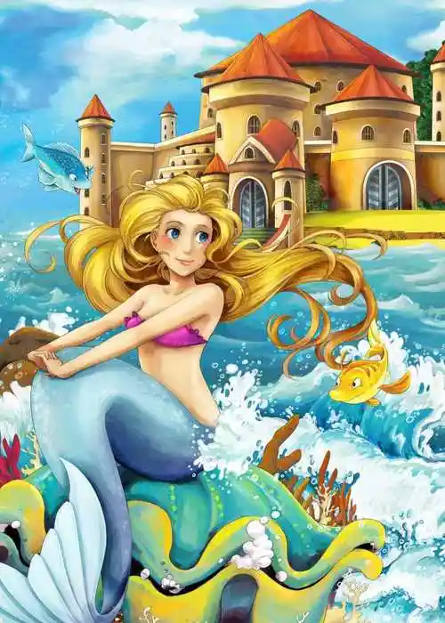 海的女儿卡通插图