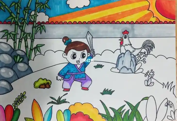 闻鸡起舞_绘画_兴趣爱好_绘画