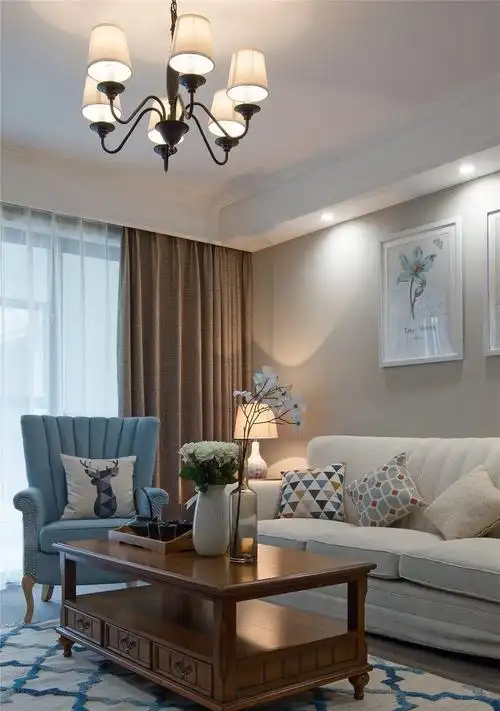 混搭风格二居室客厅壁纸装修效果图