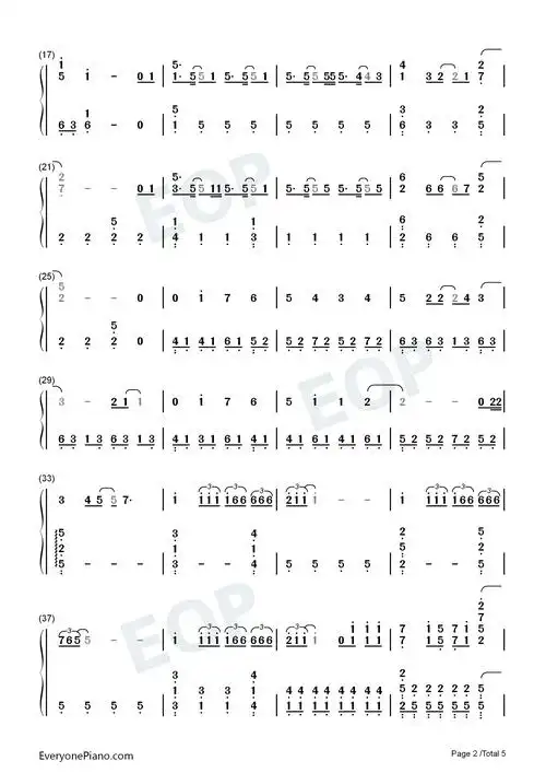 hope-海贼王op20双手简谱预览2