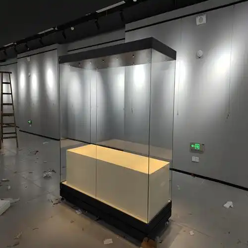馆展示柜制作博物馆独立柜玻璃柜设计定制厂家一款无框架多功能展柜