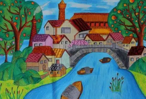 风景画简笔画彩色高清