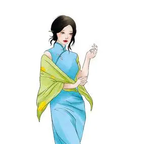 妇女节旗袍女人卡通元素模板