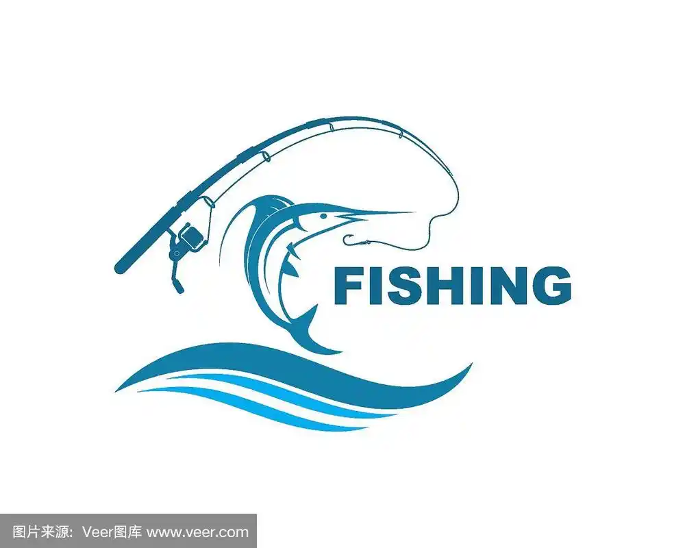 钓鱼标志图标徽章矢量插图