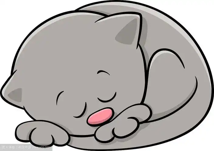 睡着的小猫卡通插图
