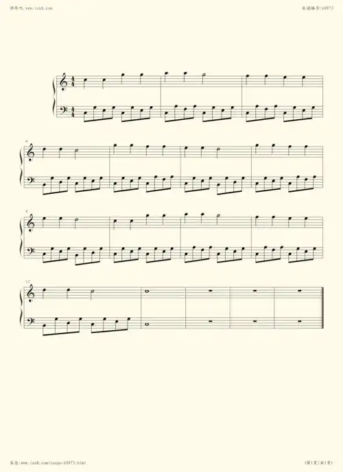 《小星星,钢琴谱》佚名(五线谱 钢琴曲 指法)-弹吧|蛐蛐钢琴网