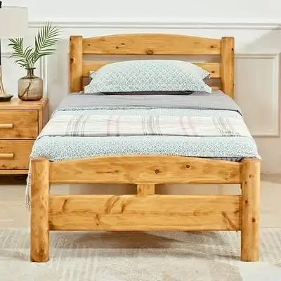 2米单人床现代简约全柏木原木床木蜡油青少年床1米