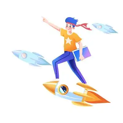 手绘卡通梦想高考人物元素梦想起飞png素材