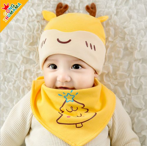 春秋男孩0个月婴儿帽子1岁宝宝薄款可爱超萌帽子