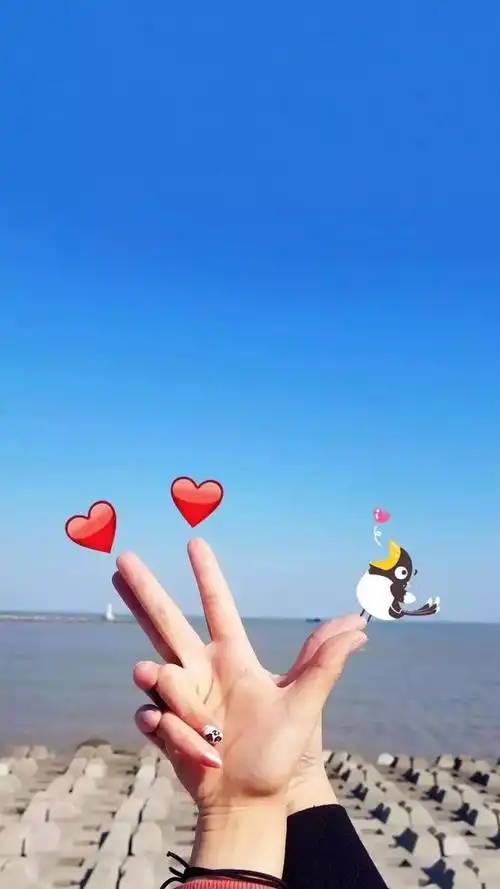 超甜爱心手势壁纸