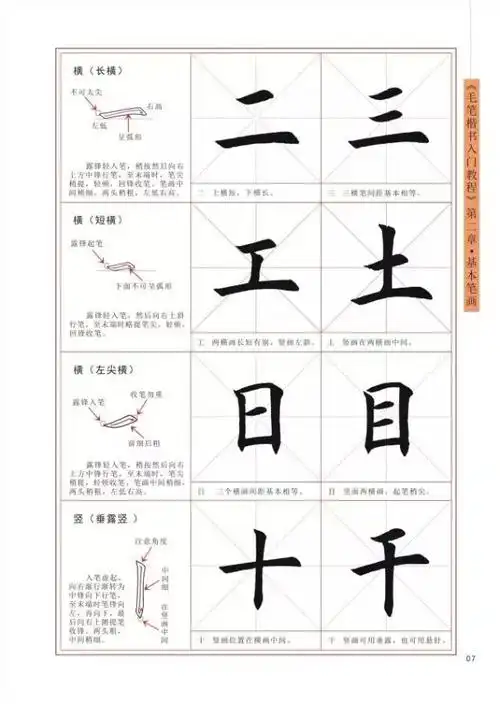 毛笔字楷书入门字帖教程