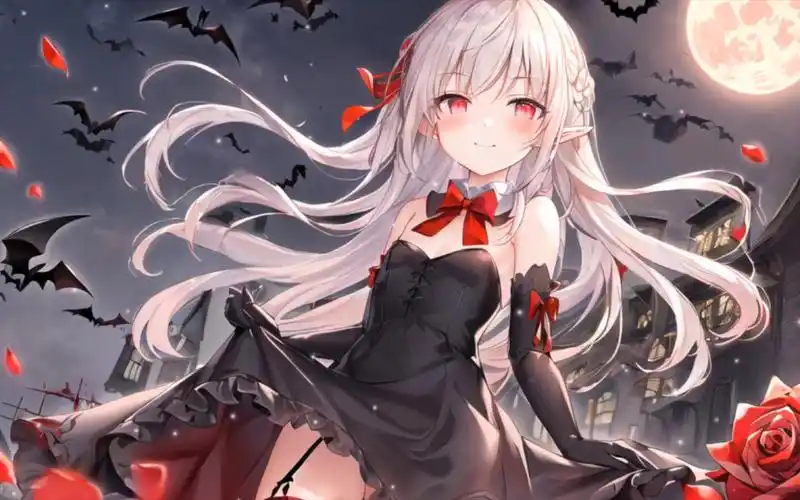 【ai绘画】 月色古堡中的血族少女