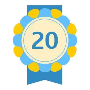 横幅设计平庆祝会徽周年卡日期和纸贴纸请柬数与排版矢量图符号 20 天