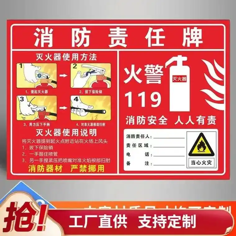 消防器材 消防安全责任人公示牌安全生产责任 - 抖音