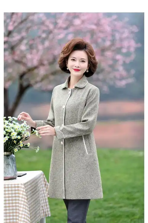 妈妈装春秋洋气薄款风衣中年女装春装韩版中长款上衣中老年贵夫人外套