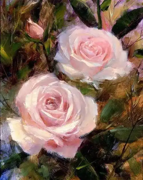 油画欣赏干货高清的油画花卉细节