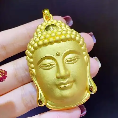 丝莱珠宝 999足金佛头吊坠黄金弥勒佛项链女如来佛祖3d硬金挂坠硬金