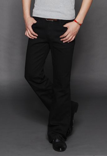 18男装纯黑色新款男式牛仔大喇叭裤韩版潮秋冬微喇裤子男喇叭裤