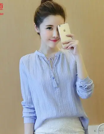 道春秋装蕾丝打底衫女装t恤长袖2017新款潮韩版上衣服秋衣外穿 天蓝色