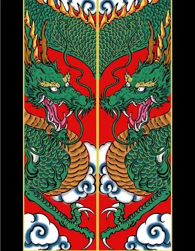 塑新斋潘纪坤手绘水彩插画盘龙柱