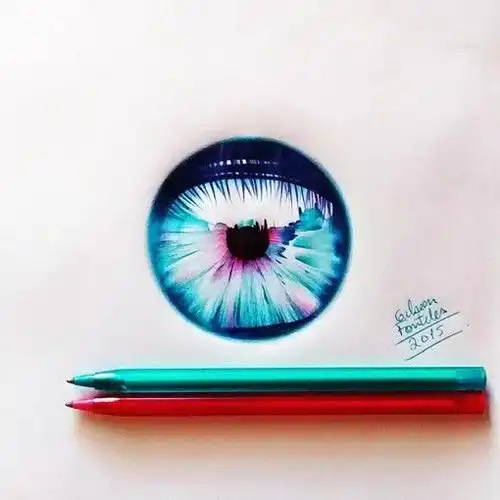 插画师 gelson的圆珠笔手绘眼睛瞳孔插画图片