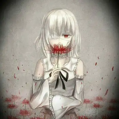 丧系黑化动漫女头带血红色 - 高清头像 - 潮人个性网