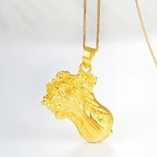 黄金码头 黄金吊坠百财3d硬金足金999白菜坠子送爱人送女友报价_参数_