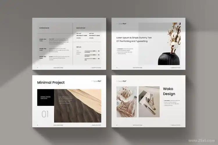 创意设计的页面,页面包含有:封面,欢迎,内容,关于,作品,图像,排版