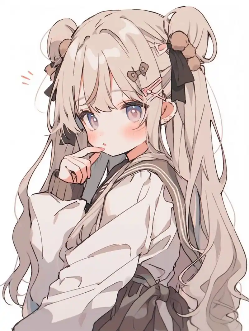 【首发】动漫单人女头集|双丸子头 midjourney绘制 ps改良 搬运请标明