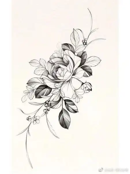 今日纹身图案分享素花纹身#纹身分享##纹身设计##素花纹身