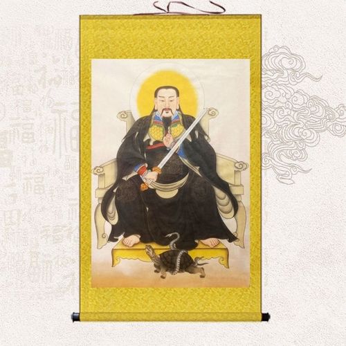 真武大帝祖师像挂画画像镇宅画客厅丝绸卷轴画