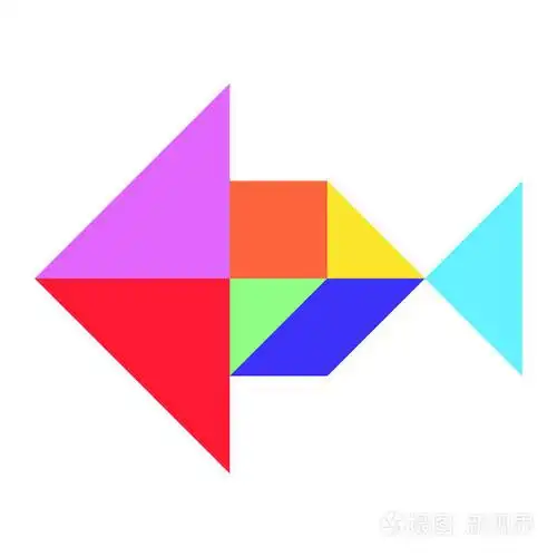 白色背景上鱼形彩色缠结拼图(矢量)
