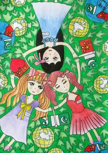 中巴友谊/少儿绘画作品/儿童画/网络美术馆_中国少儿美术教育网