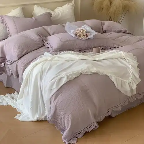 美式婴幼级a类高端双层纱四件套棉纱全棉纯棉床单被套床上用品