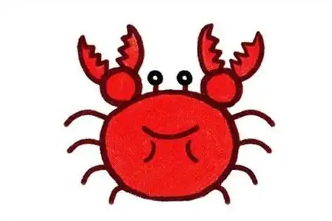 彩色大闸蟹简笔画画法步骤图片_卡通螃蟹简笔画步骤图解教程,图片,简