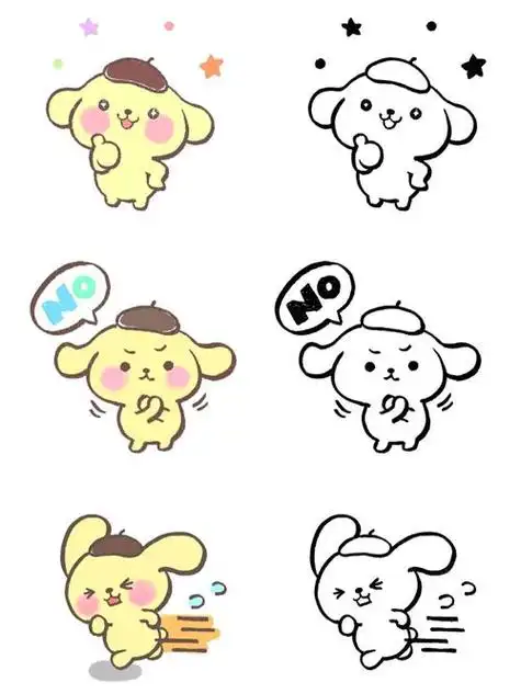 布丁狗可爱手绘|简笔画教程|表情包临摹教程简笔画